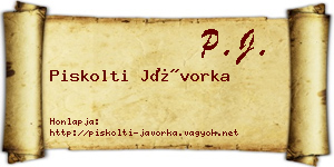 Piskolti Jávorka névjegykártya